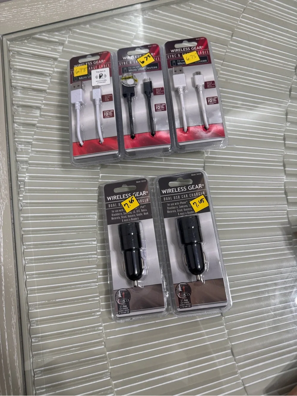 5 pack Black Dual USB Car Charger with Micro USB Cables